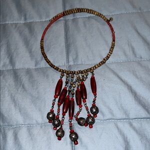 Handmade Red Beaded Fringe Necklace - Women Jewelry